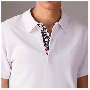 Burberry Print Trim Cotton Piqué Polo Shirt